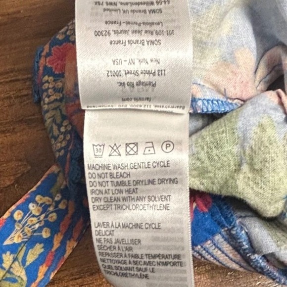 Farm Rio Stitched Garden Romper Floral Print Button Front Tie Waist Womens Small - Picture 12 of 13